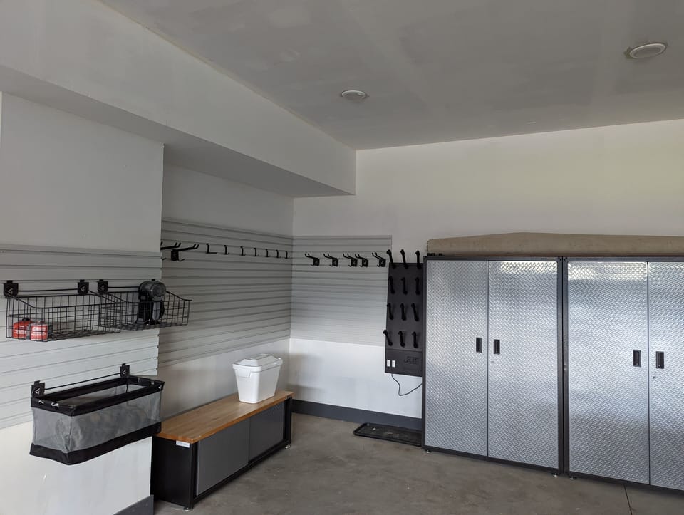 Garage with storage and boot/glove dryer