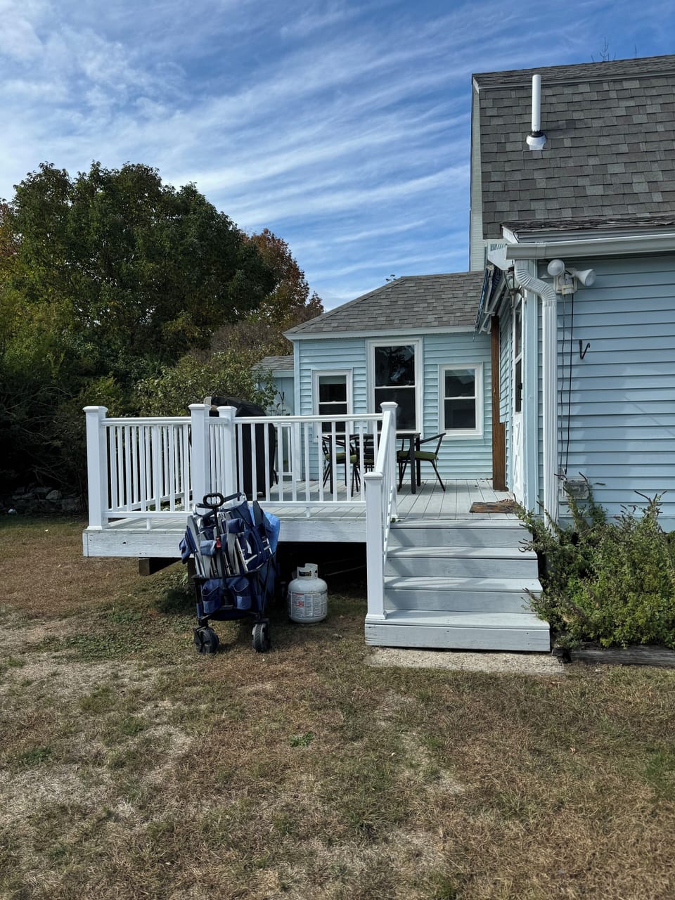 Sunny deck with awning