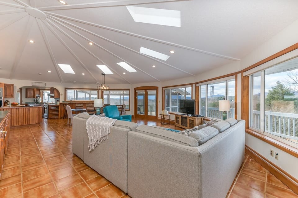 Skylights enhance the bright and airy Living Room