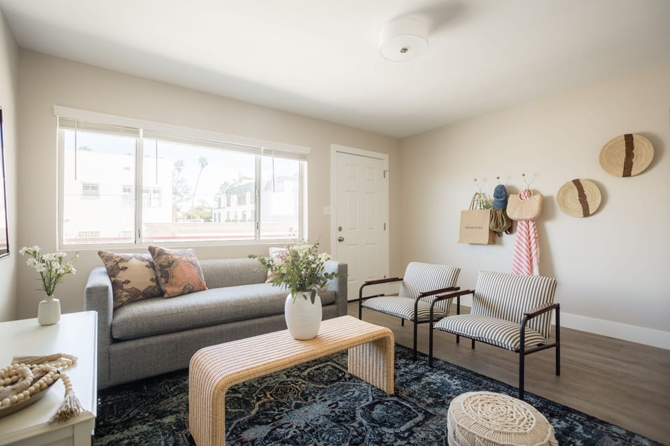 Chic decor and warm tones throughout.