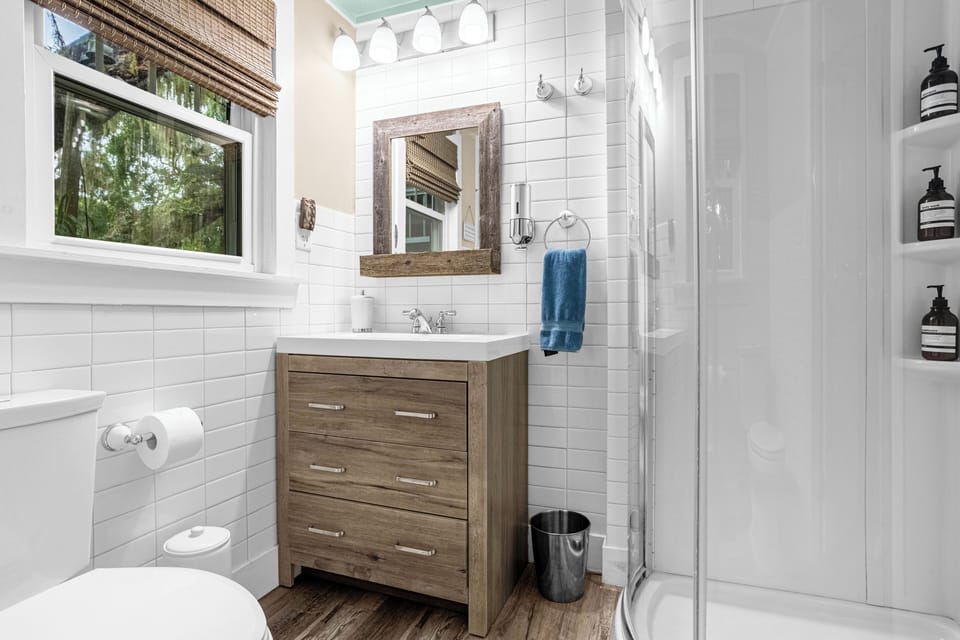 Bathroom with stand up shower