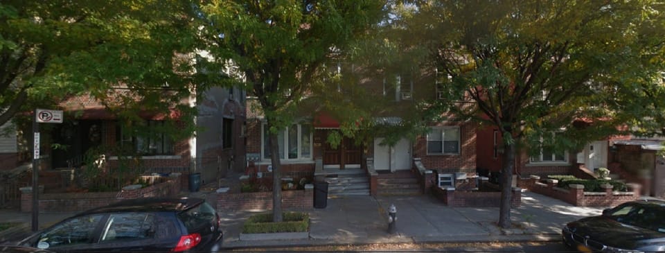 Our townhouse on a typical Brooklyn street.