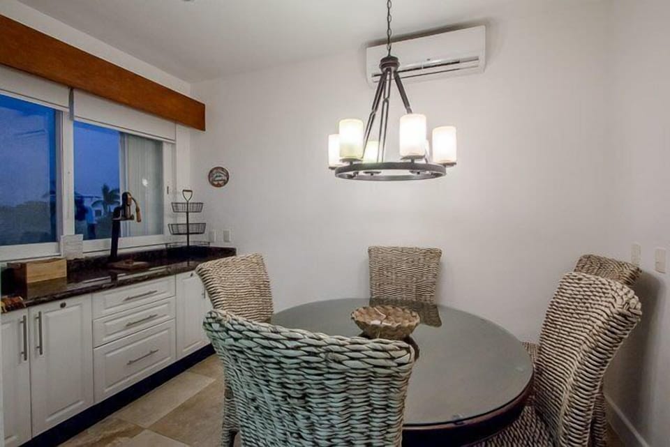 Dining area seats six. Additional seating on the patio and breakfast nook