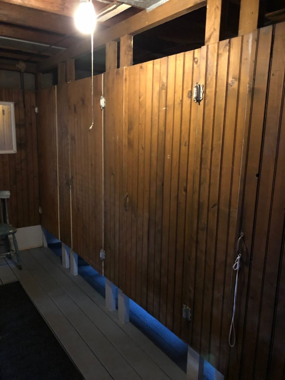 downstairs changing stalls.