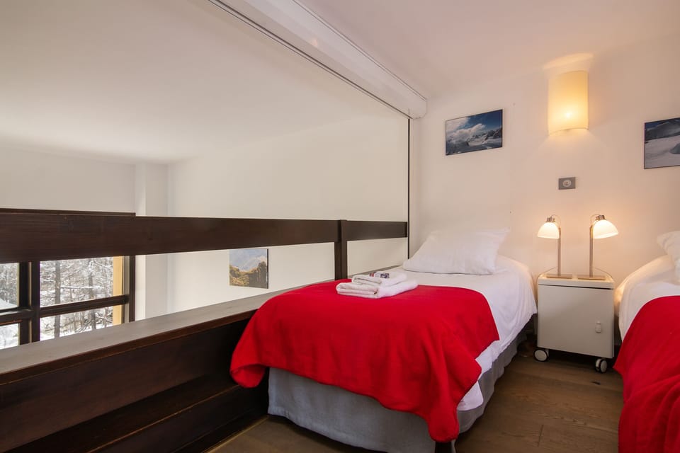 Single beds on mezzanine