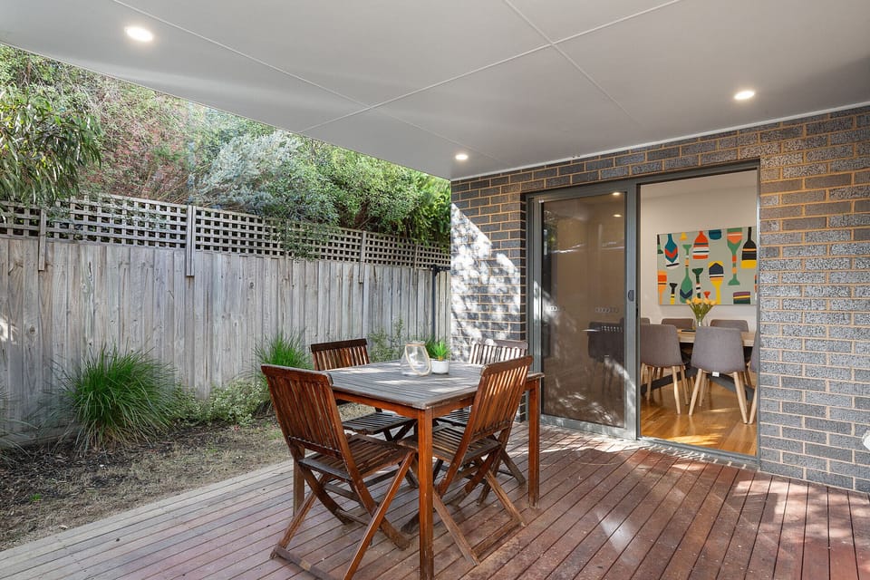 There is an additional outdoor space and dining area.