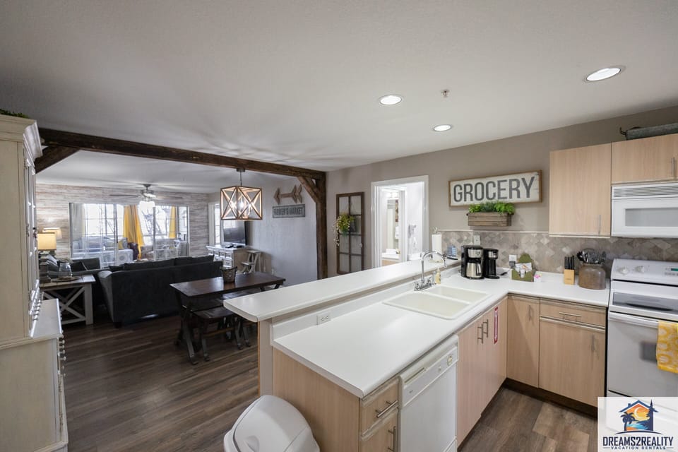 View of Living Room and Dining from Kitchen