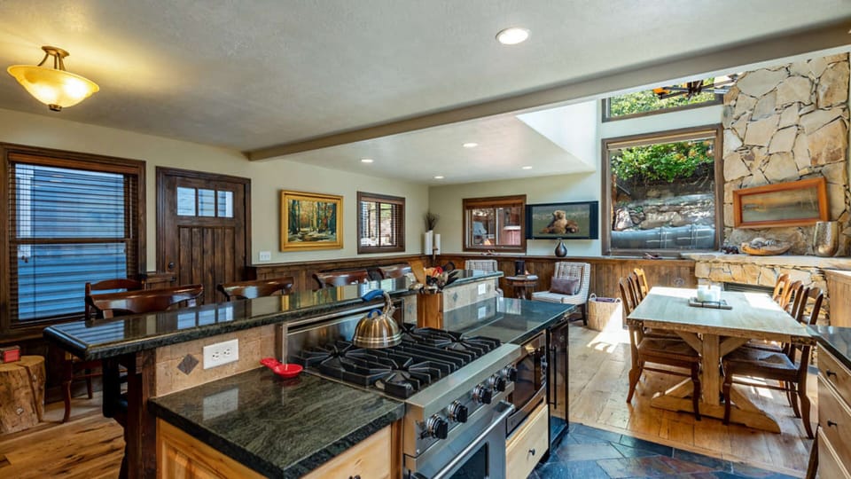 Kitchen flows effortlessly into the living area.