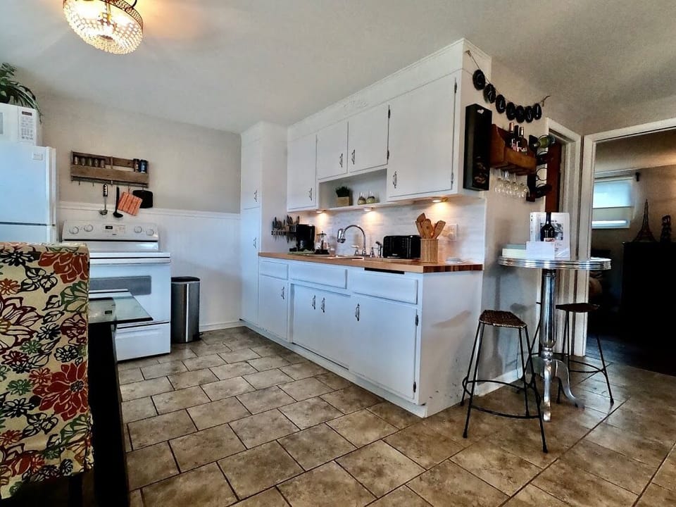 Kitchen and eating area is a great size for family and friends.