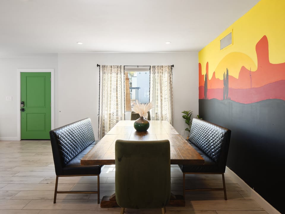 Formal dining area with seating for 6 guests.