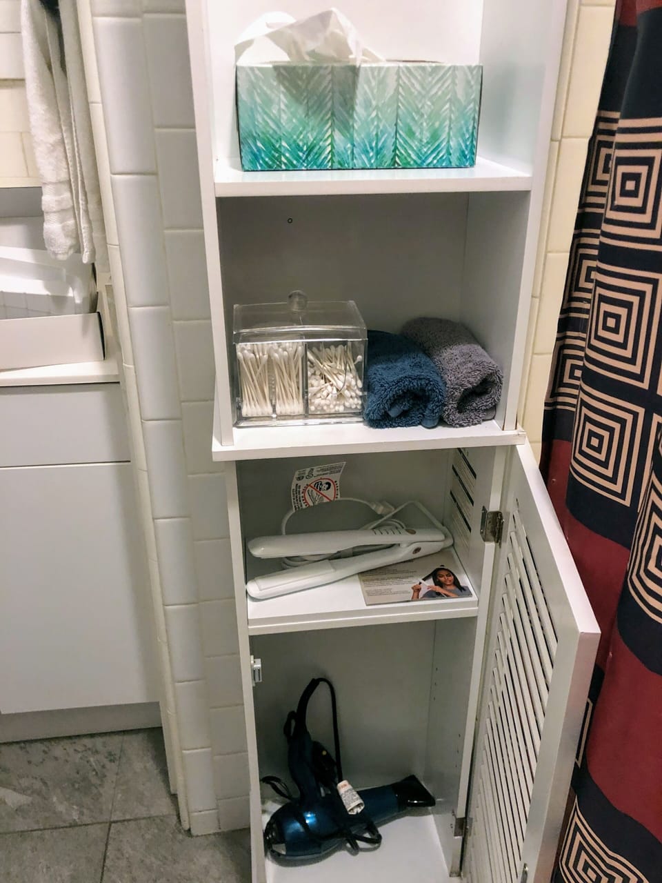 Hair dryer, T3 singlepass ceramic, makeup pads, q-tips, etc.