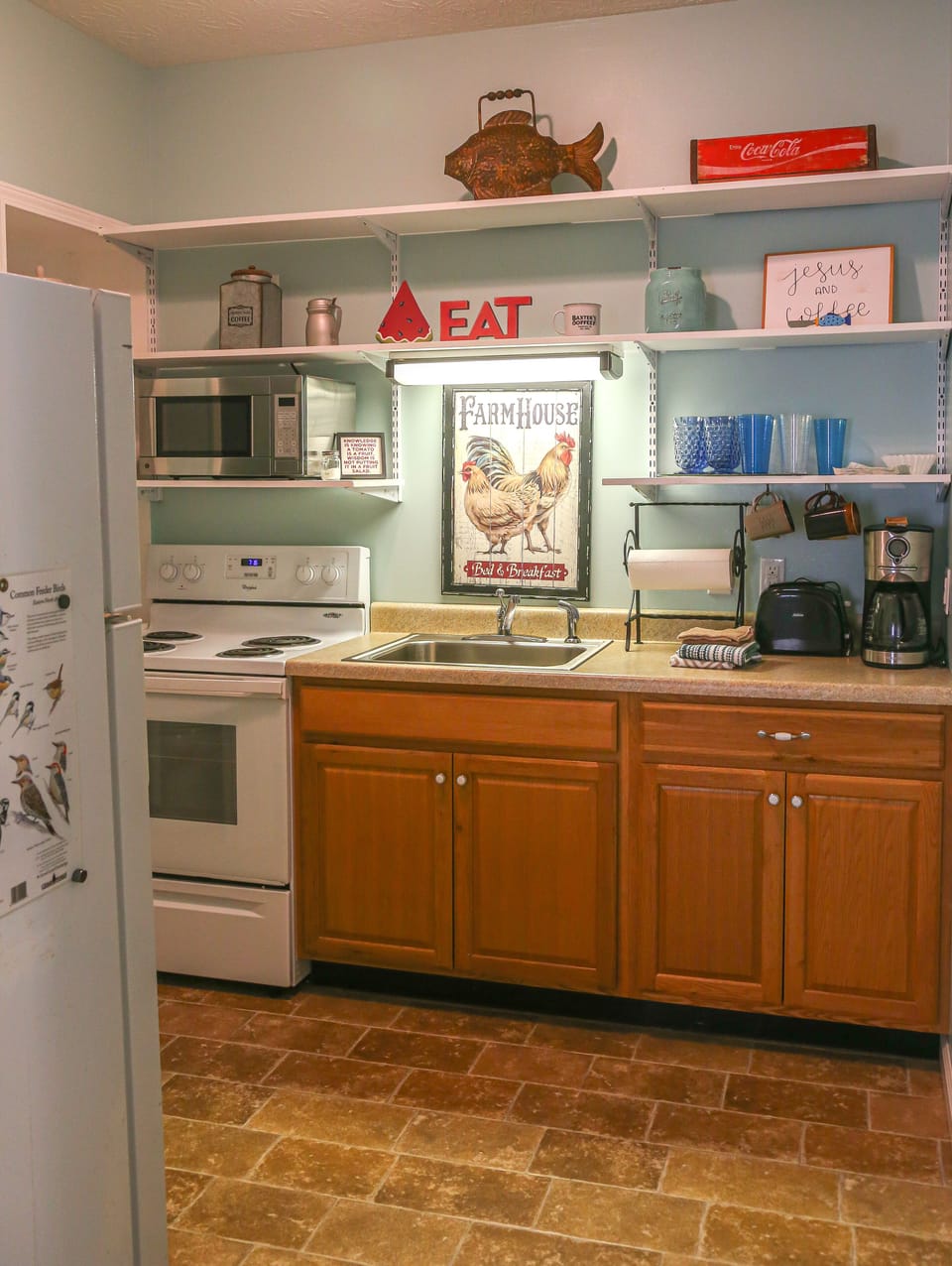 Full Kitchen with Full size Fridge