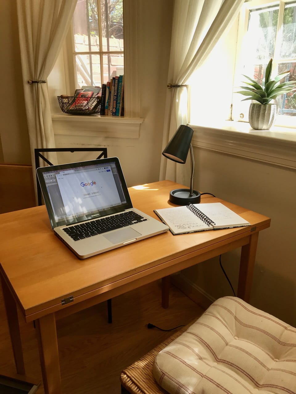 Window area is a relaxing workspace, with good WiFi throughout the apartment.