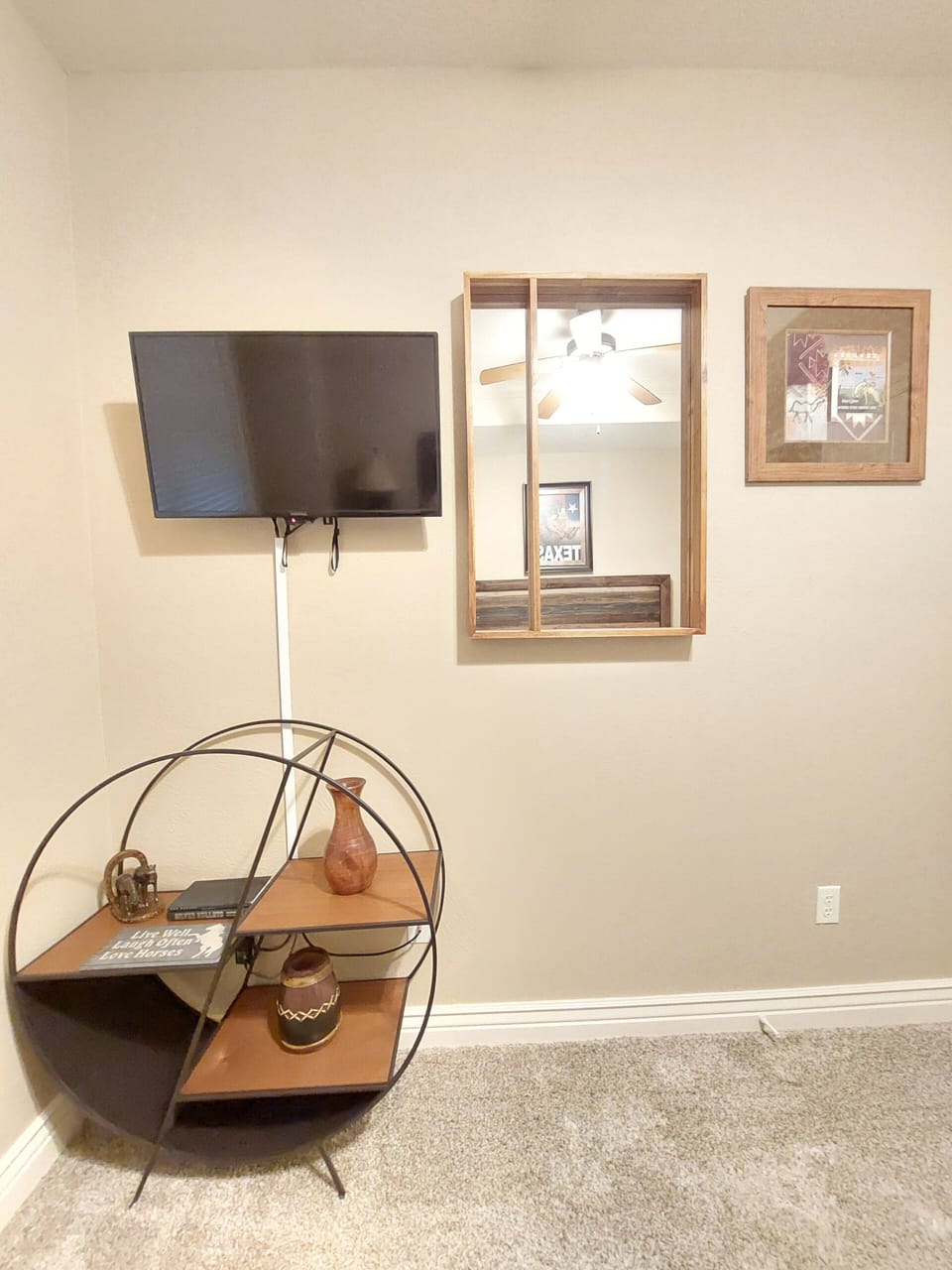 Spare Bedroom's Mounted TV and unique, beautiful decor!