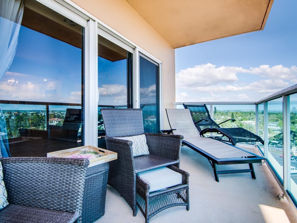 Enjoy a beverage on the balcony