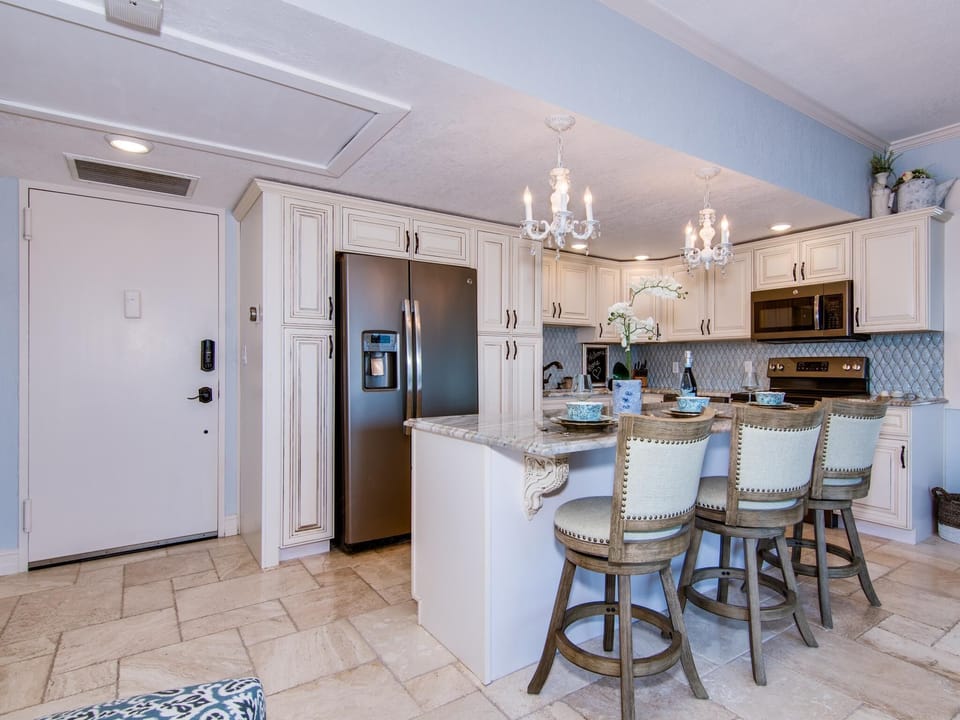 Clean white antique style kitchen