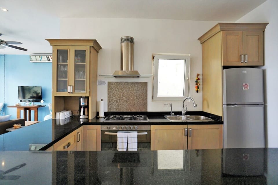 Well appointed kitchen with all dishes and utensils 
