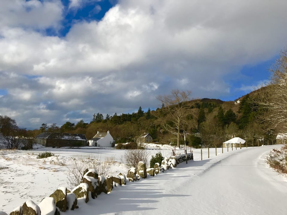 Snow day and blue skies at Ellary