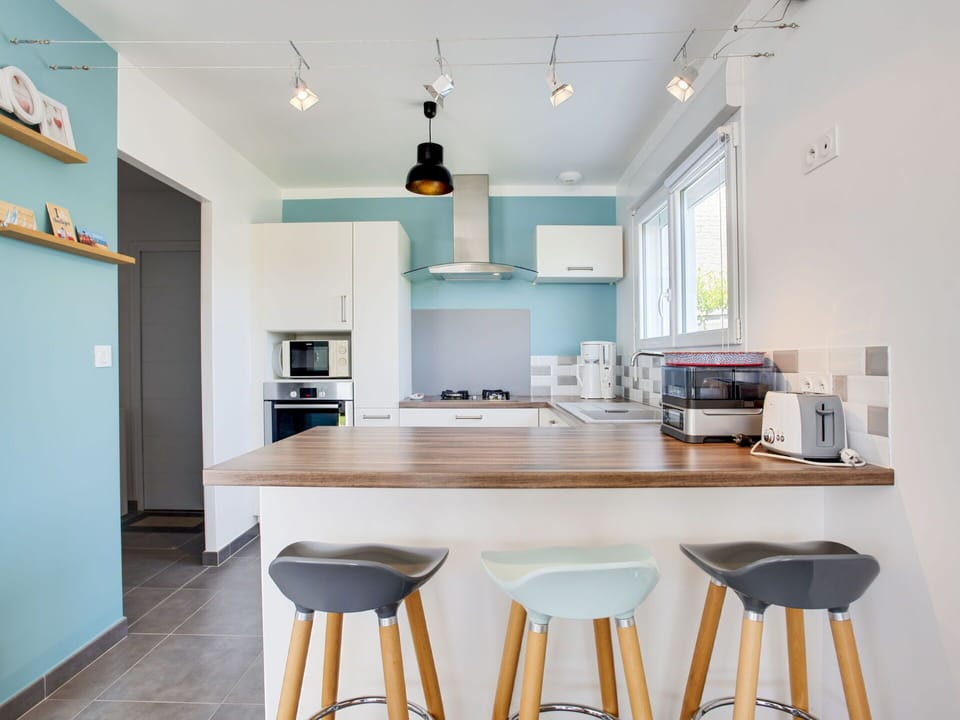 Room, Furniture, Property, Kitchen, Interior Design, Green, Yellow, Ceiling, Building, Countertop