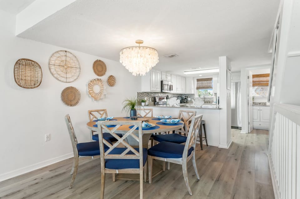 Open kitchen and dining area