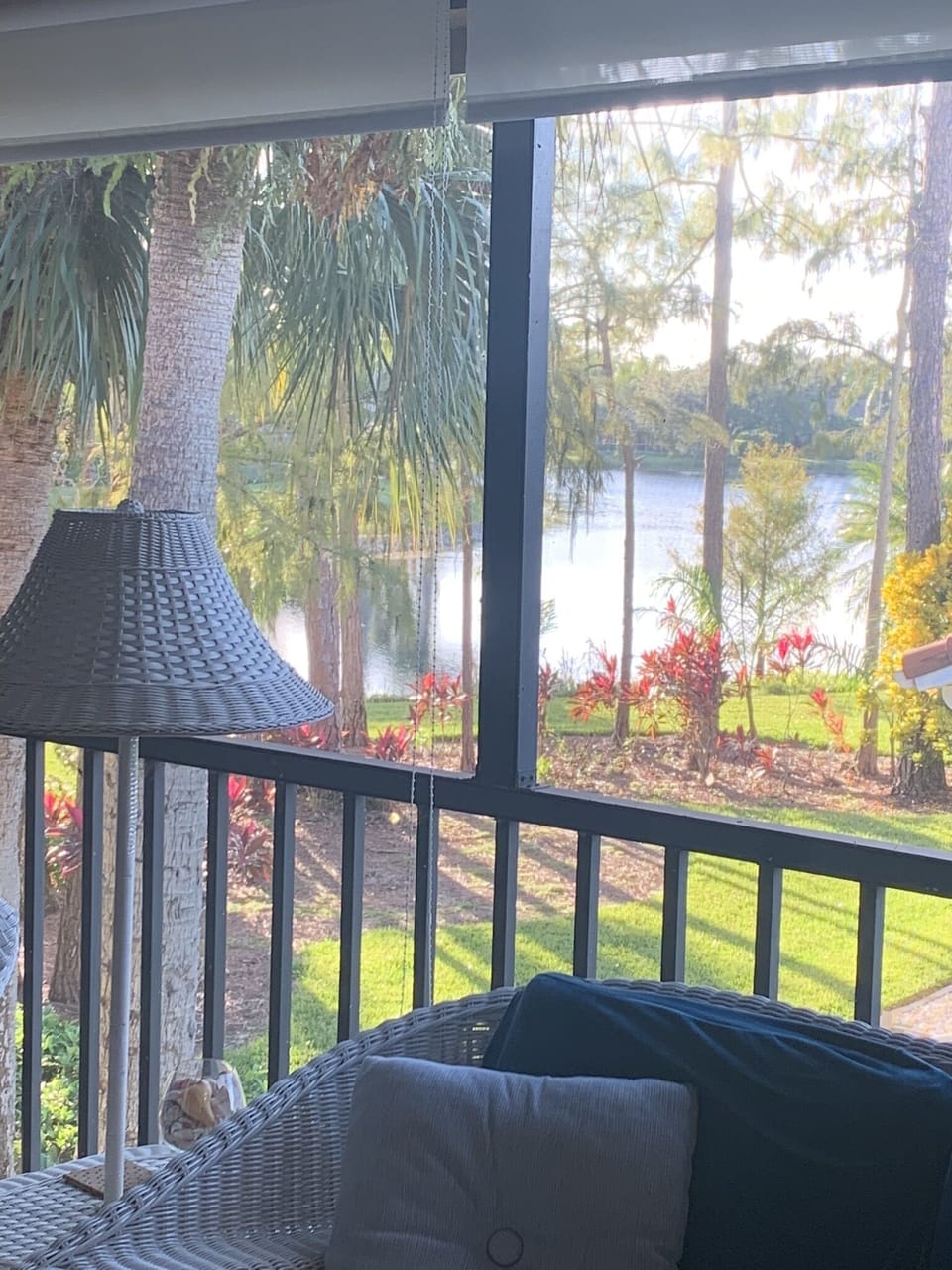 Lanai with lake view