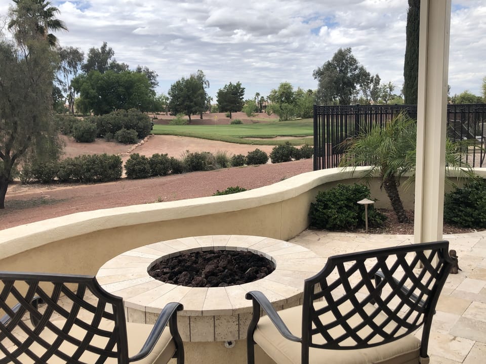 Firepit with view of 9th hole