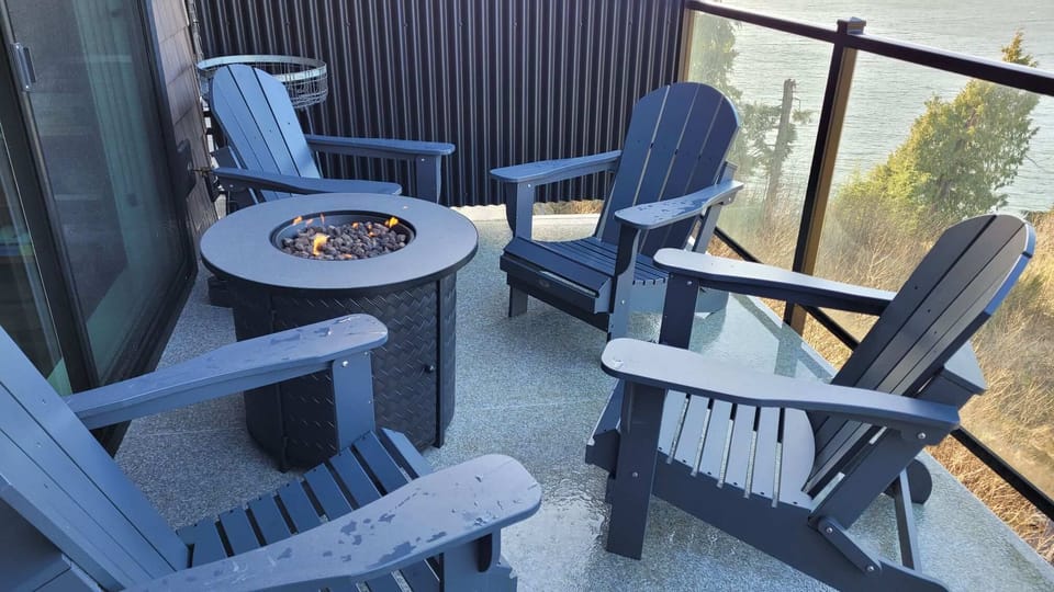 Fire table and BBQ on balcony