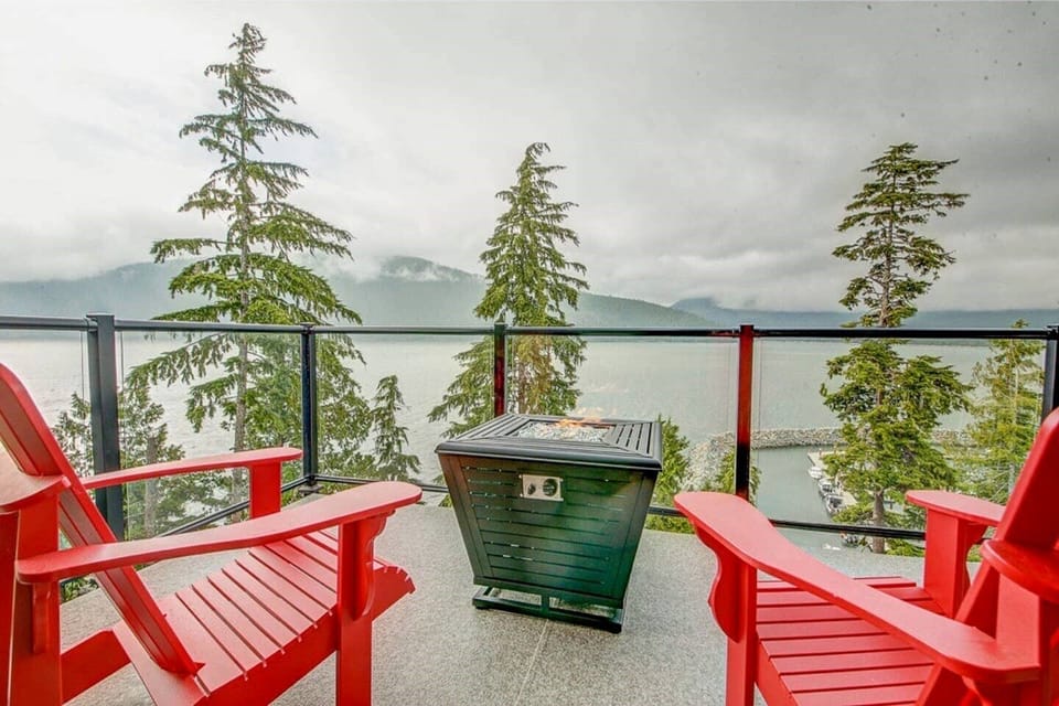 fire table on balcony