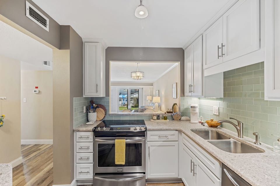 Fully equipped kitchen space.