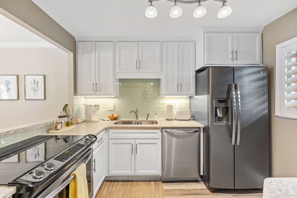 Fully equipped kitchen space.