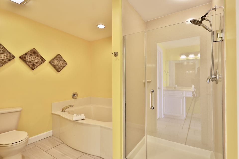 Separate shower and tub.
