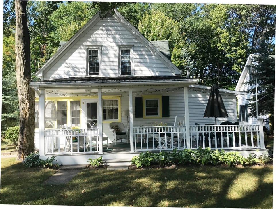 Back of house with lake view.
