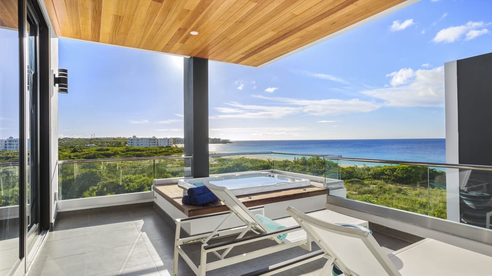 Penthouse terrace runs entire length of front of building