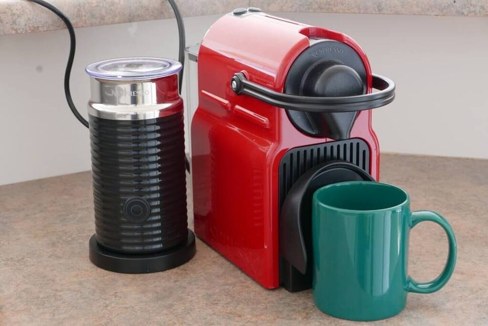 Start your day with a cup of freshly brewed coffee to awaken your senses. *Note: Nespresso pod machine model may vary from time to time.