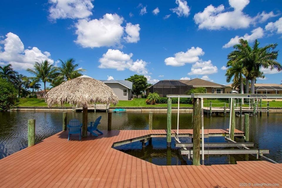 Private Wrap Around Boat Dock with Tiki Hut