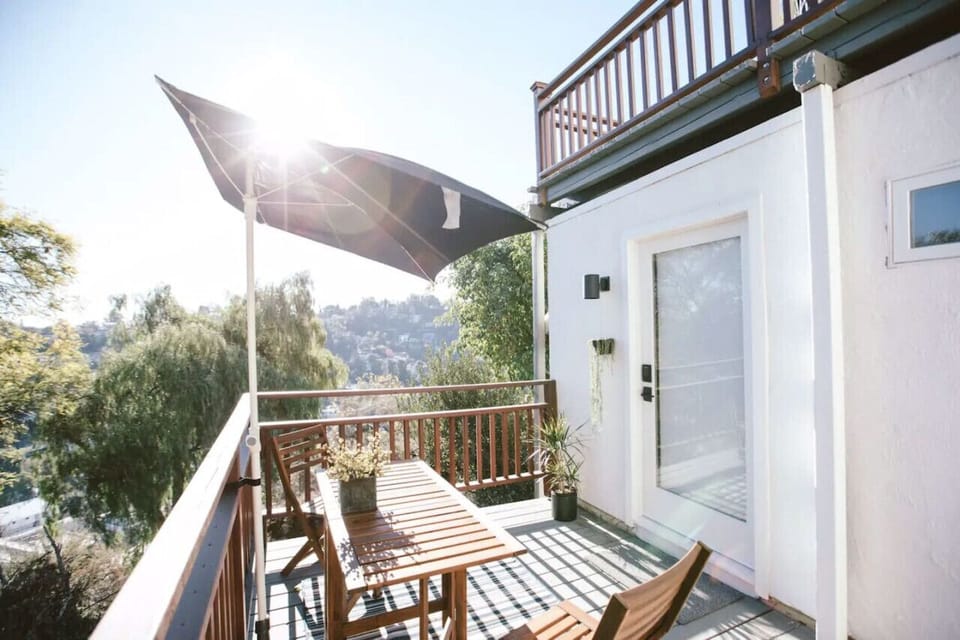 Outdoor Deck with view towards hills of Silverlake