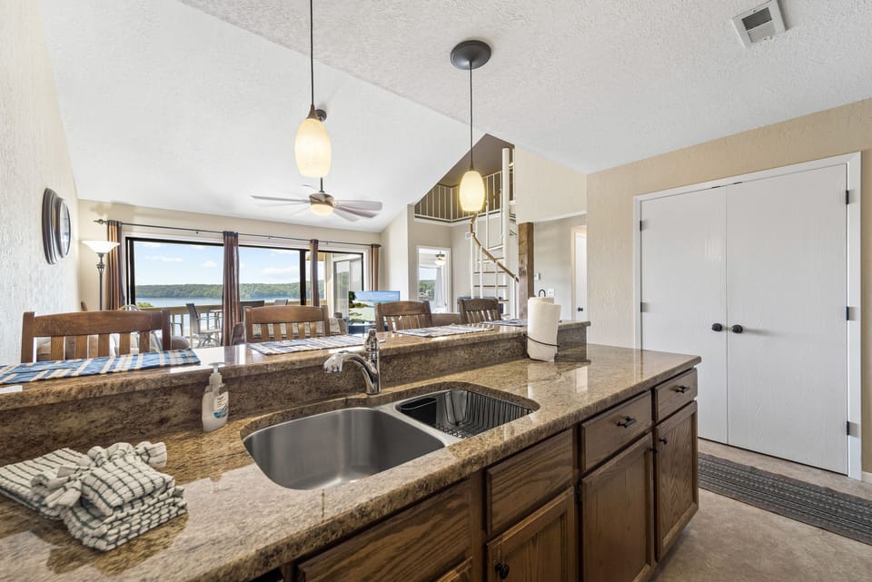 Breakfast bar and living area