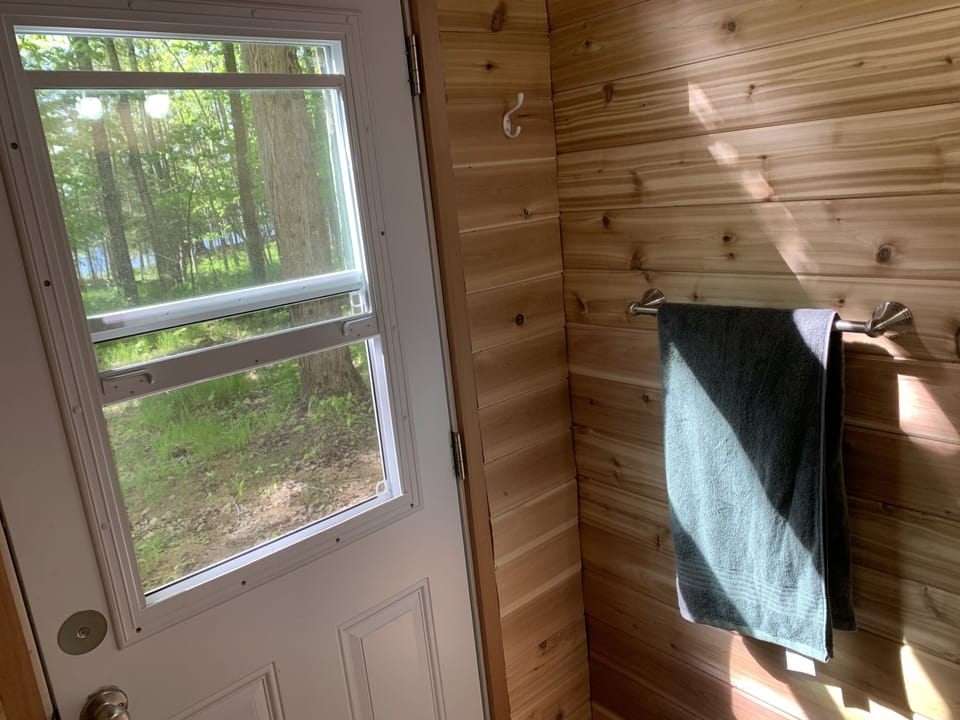 Great view from the outdoor bathroom!