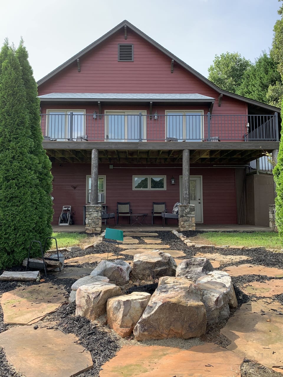 Fire pit behind house