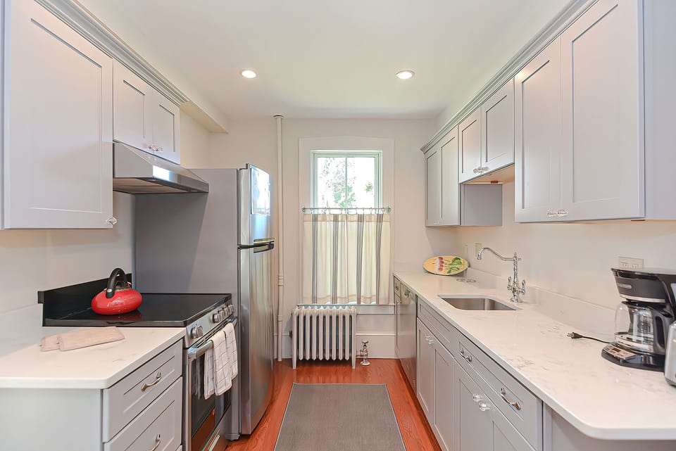 There's plenty of counter space for making meals.