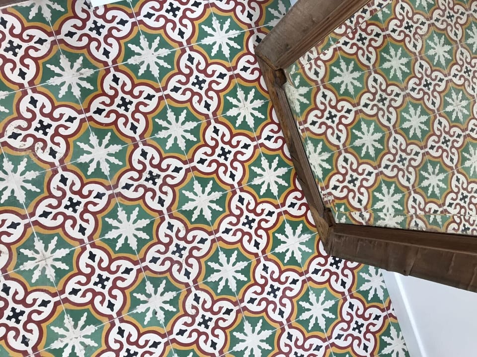 The Green Room Bathroom (and the cement tile floors)