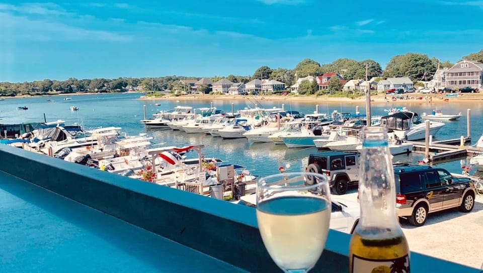 View of neighborhood beach from across the cove at Stonebridge Grill