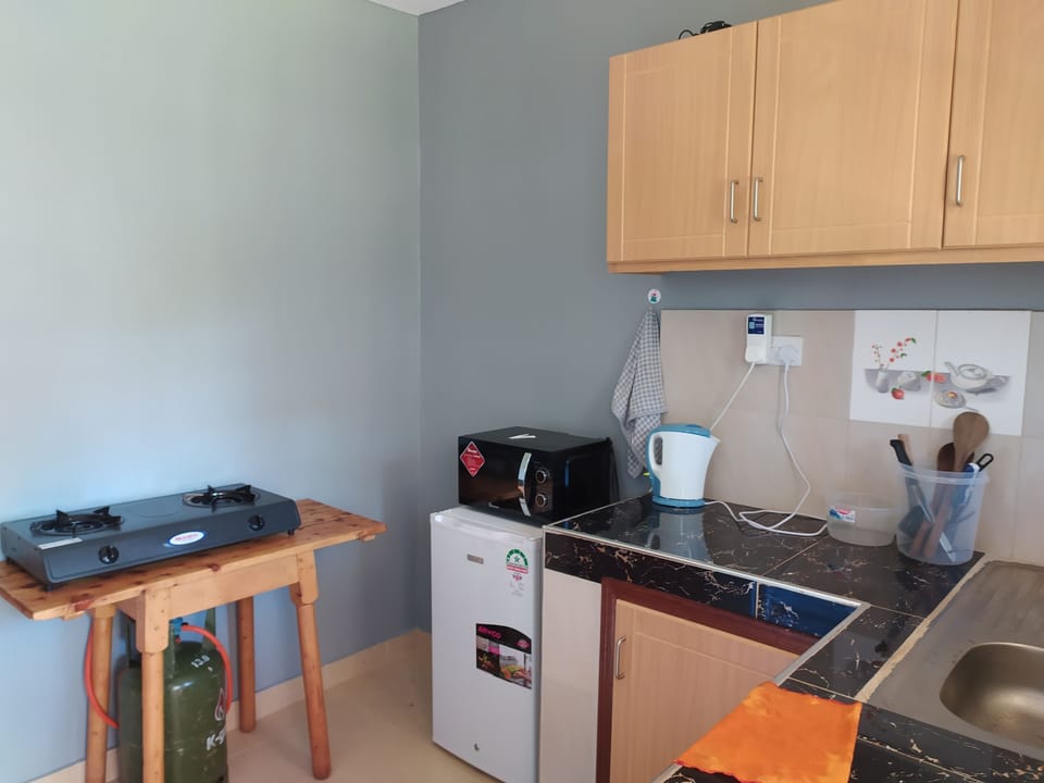 Kitchen space well equipped.