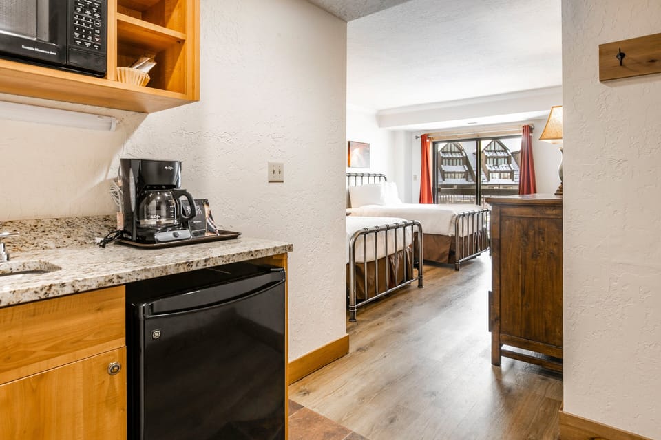 Bedroom 2 w/ mini fridge, coffee maker & microwave