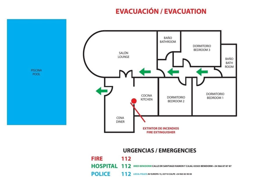 Evacuation plan of the villa.
