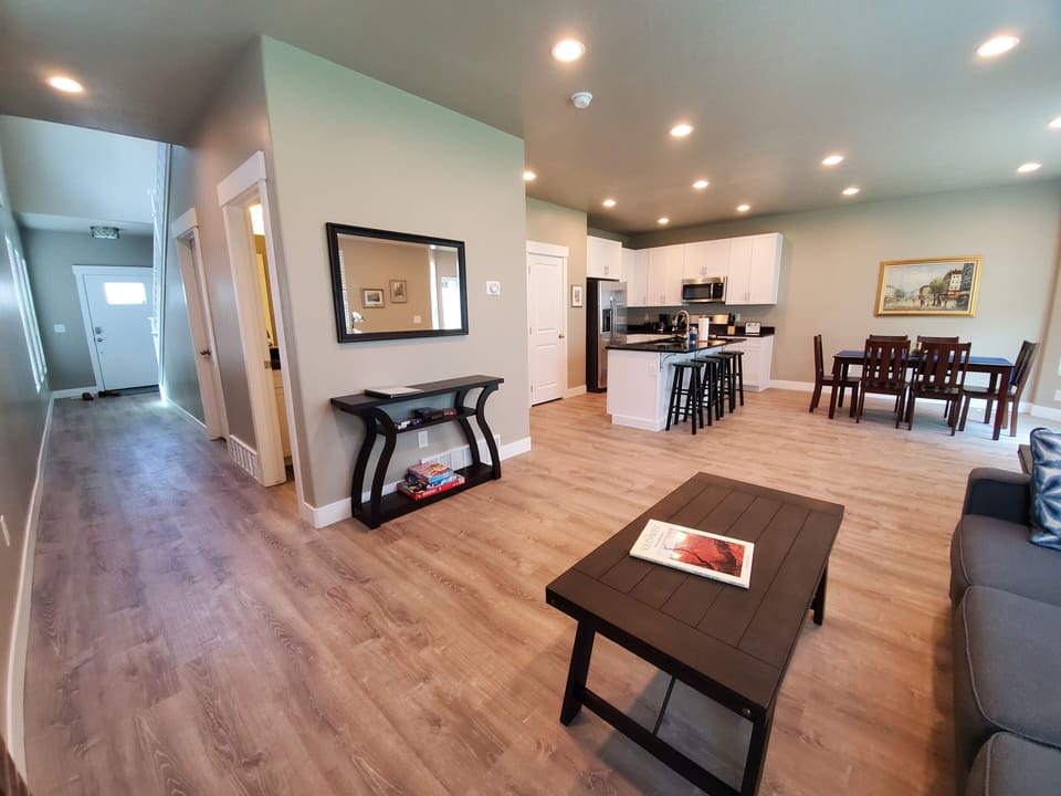 Living room, main hall and kitchen