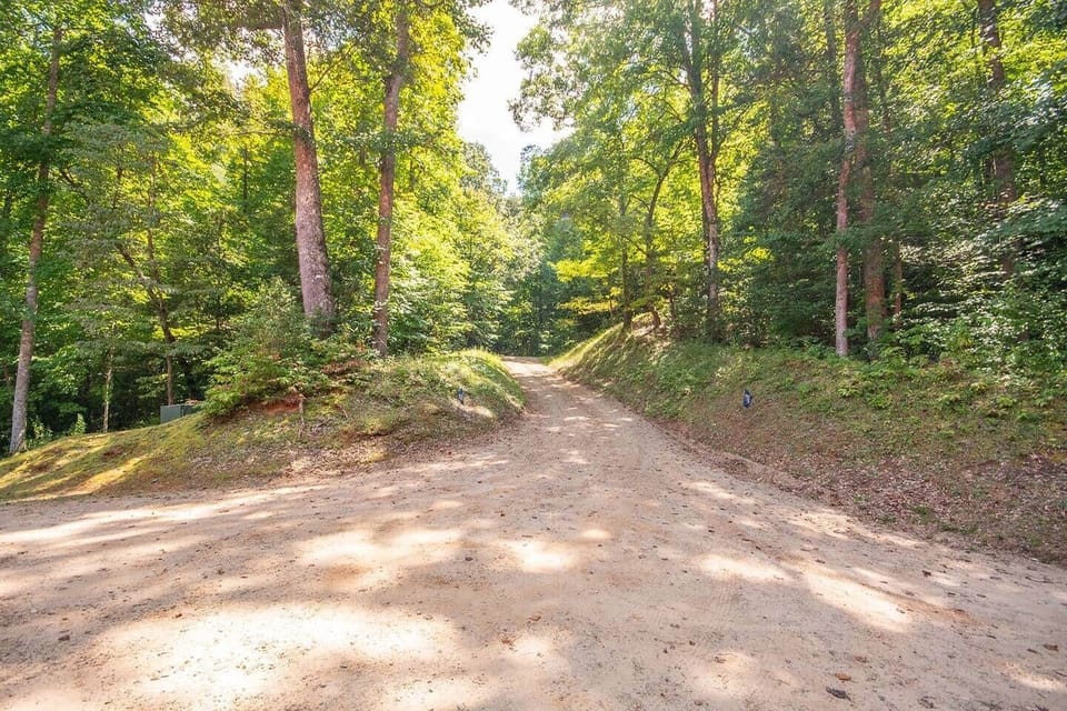 Looking at driveway from parking area. 