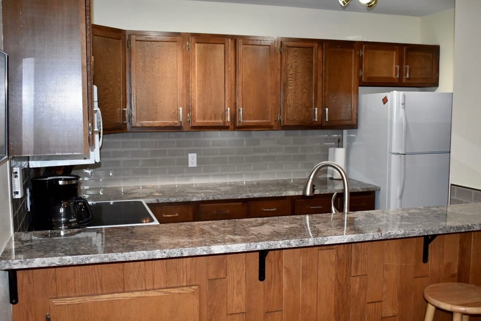 kitchen view from dining area.  