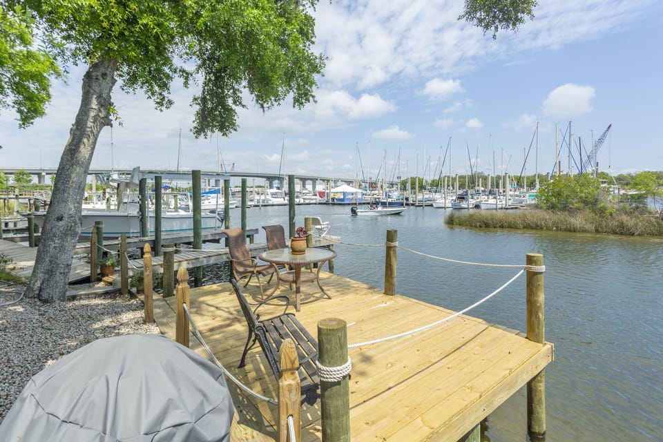 Waterfront deck with view of Bayou Chico