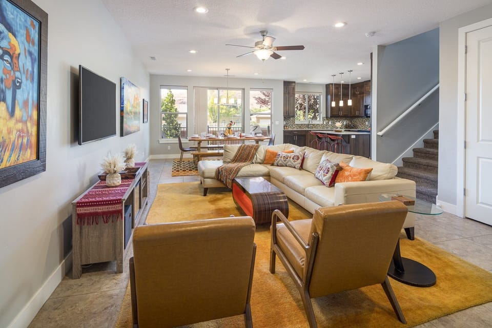 Family Room 55" TV, DVD Player, Cable, and Streaming Available.